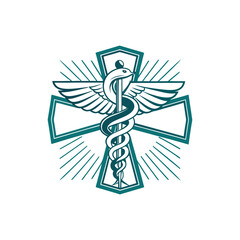 pharmacy related vector logo with capsule,  leaf and icon of pharmacy