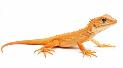 Obraz premium Orange lizard posing, studio shot, white background, reptile pet
