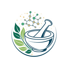 pharmacy related vector logo with capsule,  leaf and icon of pharmacy