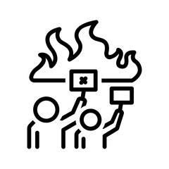 Vector black line icon for Protest