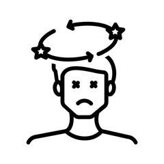 Vector black line icon for Severe vertigo