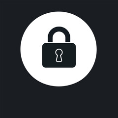 Flat vector style logo design dark gray lock icon black outline white background geometric shapes clean lines symmetrical balanced visually clear simple
