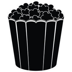 Popcorn Bucket Silhouette Vector Illustration