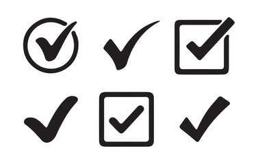 Big Check box icon with correct, accept checkmark icons tick box checked. Vector Illustration