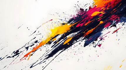 8. Smudged abstract design with bold paint splatters and long dripping ink lines