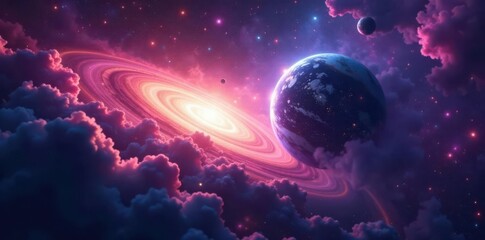 Vibrant nebula swirls around distant exoplanet , light, galaxy