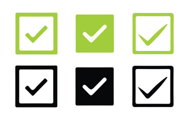 Big Check box icon with correct, accept checkmark icons tick box checked. Vector Illustration