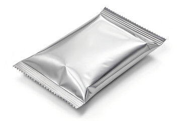 Blank Foil Snack Pouch Packaging Mockup on White Background
