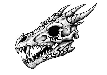 Stylized dragon skull with markings
