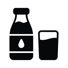 This glyph style icon depicting a milk bottle with glass