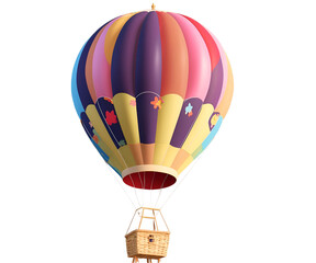 Naklejka premium Vibrant Whimsical Hot Air Balloon Floating Gracefully in the Sky, An Artistic Illustration Conveying Joy and Freedom with its Colorful Design and Dreamlike Quality