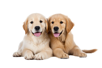 Obraz premium friendship for two golden dogs isolated on white