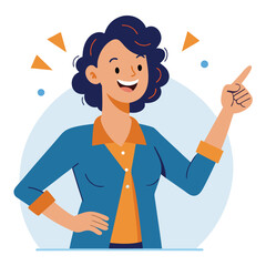 Happy stylist young woman pointing at copy space
