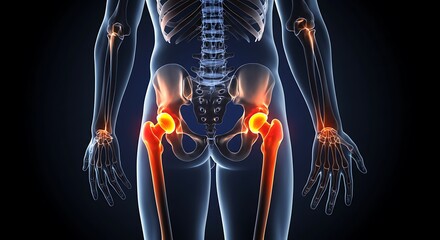 Human Skeleton Illustration Showing Hip and Joint Pain