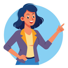 Happy stylist young woman pointing at copy space
