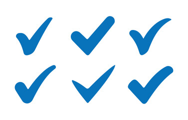 Checkmark icon. Blue checkmark vector set. Check box icon with correct, accept checkmark icons tick box checked. 