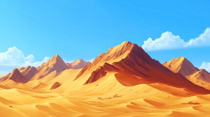 Naklejka premium Golden Sands: A Desert Landscape Under a Vivid Sky