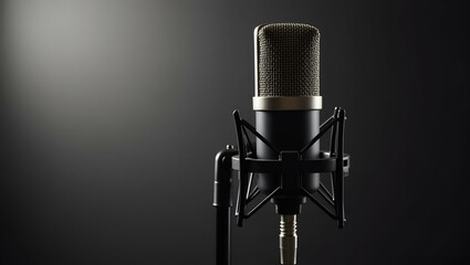 Showcase Premium Podcast Microphone Visuals: State-of-the-Art Audio Technology & Sleek Design for Exceptional Sound Capture Quality in Professional Broadcast - Photo Stock Concept