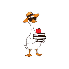 Cool Summer Goose With Hat and Shades Holding School Books Ready for Break © PaletteGuru