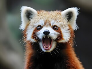 Playful Red Panda Captures Funny Facial Expression in Closeup Portrait