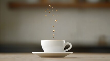 Obraz premium Mesmerizing slow motion capture of a single coffee drop plunging into a cup showcasing the fluid dynamics intricate patterns