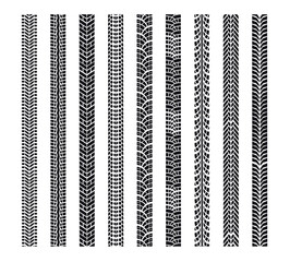 Set of Tire Mark Vector, Tire mark. Car and motorcycle tire track vector set. Truck tread mark on the road concept. Vector tire mark from different tread type of car , vector Illustration