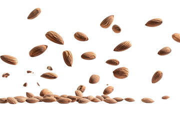 Whole Almonds Falling In Mid... on a transparent background