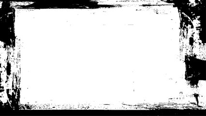 Grunge frame and border. Black and white grunge. Distress overlay texture. Abstract grunge background with worn brush texture, black frame texture, banner resource with framed effect.