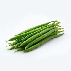Pile of fresh green beans isolated on white background
