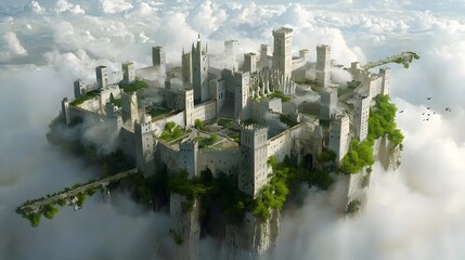 Majestic Fusion An ancient castle seamlessly merging with a towering modern skyscraper creating a captivating and architectural masterpiece that blends the past and the future