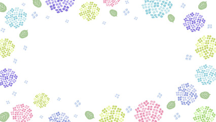 紫陽花と雨の背景フレーム　Rain flour frame background