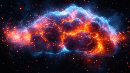Naklejka premium Cosmic Cloud Nebula: A Fiery Celestial Dance of Energy