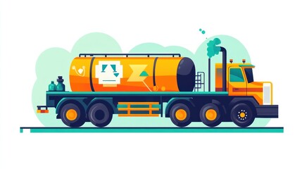 Fototapeta premium Orange tanker truck for hazardous materials transportation.