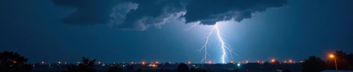 Heavy rain, dramatic lightning strikes, dark sky , nightfall, cloudscape, downpour