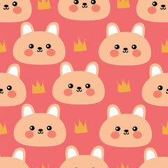 Seamless pattern with cute cartoon rabbits , for fabric prints, textiles, gift wrapping paper. children's flat and colorful style