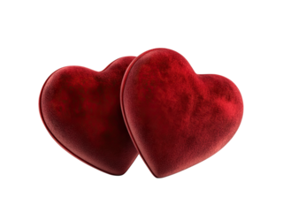 Two Red Velvet Hearts Closeup Image Perfect for Valentines Day or Romantic Theme