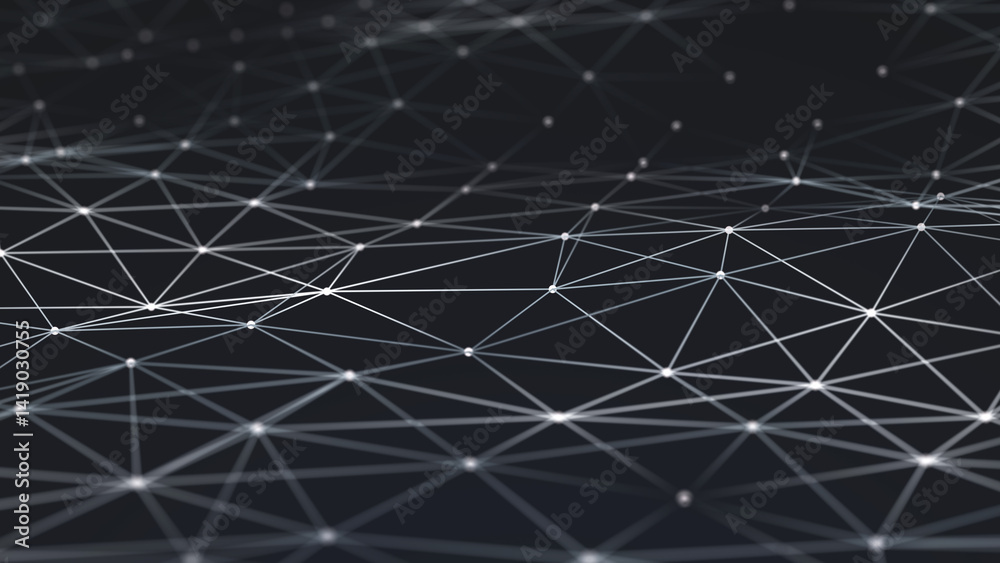 Leinwandbilder Abstract space with dots and lines. Network structure. Background concept for your design. 3d rendering.