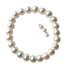 Fototapeta premium Pearl Necklace Flat Lay With... on a transparent background