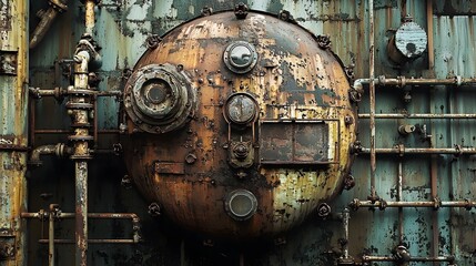 Textured and industrial inspired abstract background featuring grungy weathered metal surfaces concrete textures and architectural design elements  The image has a moody