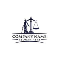 Justice and balance logo, featuring a woman holding a sword and scales of justice