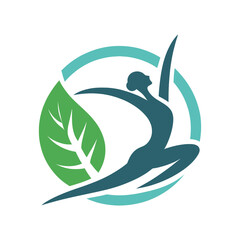 Abstract Figure Dancing with Leaf and Circle Design