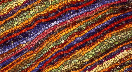 A mesmerizing mosaic of vibrant colors and intricate patterns creates an artful texture