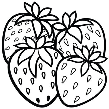 recommend clip art: Four Strawberry Fruits Outline Drawing