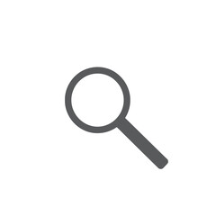 Minimalist magnifying glass logo Light gray magnifying glass with bold black outline.  