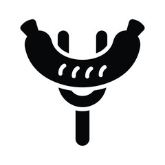 A well designed glyph icon of sausage on a fork