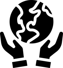 Obraz premium Hands holding earth icon for global care. Silhouette icon.