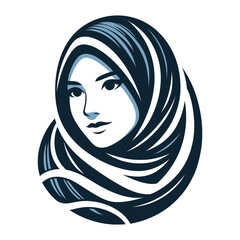 Woman Wearing Headscarf Portrait Minimalist Illustration