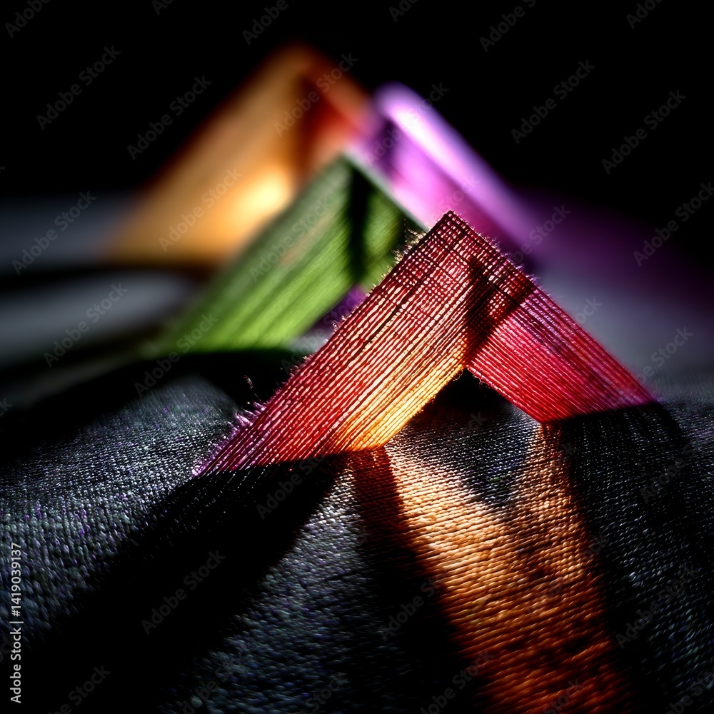 Aufkleber abstract prism: a colorful convergence of light and shadow on textured material, creating a striking