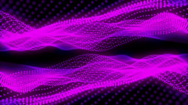 Abstract digital dot wave animation. Looping animated background made from trapcode form, two dot wave, purple color