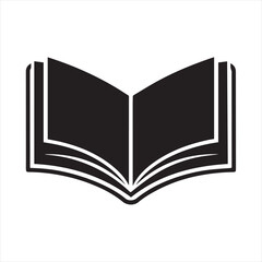 Open Book Silhouette Icon | Vector Clipart Design in Black and White